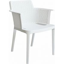 Gardeness - Sedia poltrona impilabile da esterno giardino bar in resina con braccioli e seduta larga Texas - White