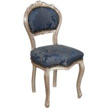Sedie luigi xvi 90x45x42 cm Sedia antica argento Sedia imbottita Stile francese Poltroncina camera da letto Poltrona imbottita