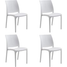 Divina Home - Sedia Set 4 Pz In Resina Impilabile Made In Italy Design Per Interno Esterno Sofia Bianca