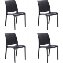 Divina Home - Sedia set 4 pz in resina impilabile made in Italy design per interno esterno sofia Nera