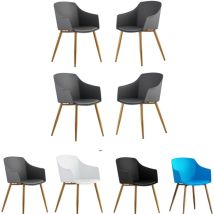 Set Di 4 Sedie Eden In Plastica Con Cuscini In Similpelle - Sedia Da Pranzo Imbottita Per Sala Da Pranzo, Cucina - Grigio