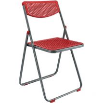 Sedia pieghevole smarty salvaspazio metallo e polipropilene richiudibile slim portatile Rosso / Grigio