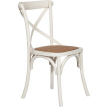 Biscottini - Set 2 Sedia in legno rattan vintage Sedie cucina sala da pranzo Sedia Thonet Stile rustico Sedia moderna Bistrot bianca anticata