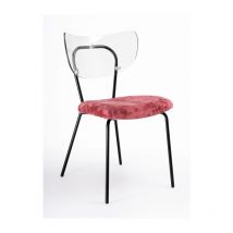 Sedia Trasparente Velluto Imbottita Made In Italy, Telaio In Metallo Nero Spalliera Traslucida Neutra - Suri - 5 Colori Colore Velluto Rosso Porpora -