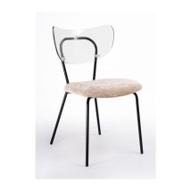 Sedia trasparente velluto imbottita Made in Italy, telaio in metallo nero spalliera traslucida neutra - suri - 5 colori colore Velluto Beige - Telaio