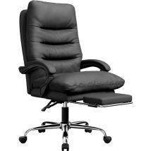 Bigzzia - Sedia ufficio Poltrona Girevole con Poggiagambe - Sedia da Ufficio Ergonomica con Sedile Largo - Schienale Inclinabil - Carico 150kg - Nero