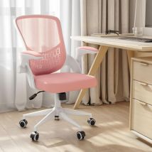 Sedia ufficio con Braccioli Pieghevoli - Naspaluro sedia scrivania cameretta - sedia ergonomica - Girevole - Rosa