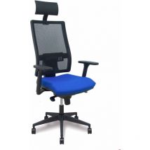 P&c - Sedia Horna sincro con schienale in rete nero braccioli blu bali 3D ruote 65 mm poggiatesta fisso
