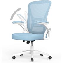 Bigzzia - Sedia ufficio ergonomica Sedie da scrivania con braccioli ribaltabili a 90°- Mobili ufficio - Sedute per ufficio con supporto lombare - blu