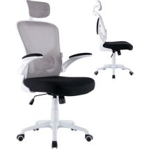 ZIK - Sedia Ufficio Bianca Girevole Ergonomica Poltrona Scrivania con Braccioli e Poggiatesta - Altezza Regolabile - white