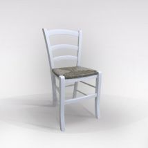Sedia mod. venezia in legno bianco con fondello in paglia