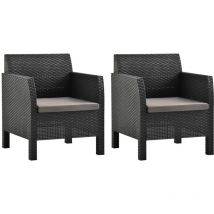 VidaXL Sedie da Giardino con Cuscini 2 pz in Rattan pp Antracite