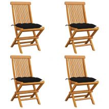 Furniture Limited - Sedie da Giardino con Cuscini Neri 4 pz
