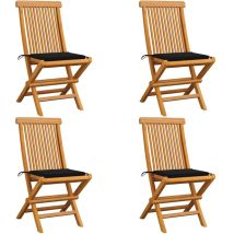 Furniture Limited - Sedie da Giardino con Cuscini Neri 4 pz