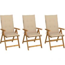 Furniture Limited - Sedie da Giardino Pieghevoli 3 pz con Cuscini