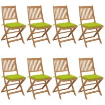 vidaXL Sedie da Giardino Pieghevoli 8 pz con Cuscini Massello Acacia