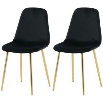 Venture Home Sedie da Pranzo 2 pz Polar Velluto Nero e Ottone