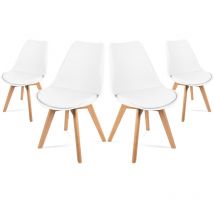 Mc Haus - Sedie da pranzo bianche, design nordico, sedie tulip per soggiorno, salotto, ufficio o terrazza, schienale ergonomico, seduta imbottita e