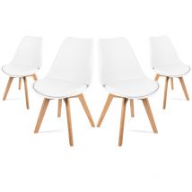 Mc Haus - Sedie da pranzo bianche, design nordico, sedie tulip per soggiorno, salotto, ufficio o terrazza, schienale ergonomico, seduta imbottita e