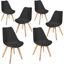 Mc Haus - Pack di 6 sedie da pranzo nere, design moderno, sedie tulip per soggiorno, sala da pranzo, ufficio o terrazza, schienale ergonomico, sedile