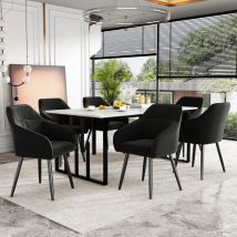 Sedie da pranzo con gambe in metallo, poltrona, gambe anteriori della sedia regolabili, sala da pranzo/soggiorno/camera da letto, velluto, nero, 6pz
