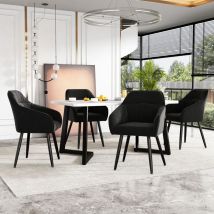 Sedie da pranzo con gambe in metallo, poltrona, gambe anteriori della sedia regolabili, sala da pranzo/soggiorno/camera da letto, velluto, nero, 4pz