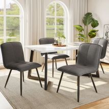Redom - Sedie da pranzo con schienale (confezione da 4), sedia da cucina con sedia in metallo rivestita in velluto, sedia ergonomica, sedia in lino