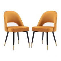 Wahson Office Chairs - Set di 2 Sedie da Pranzo in velluto Sedie da Cucina Moderne con Gambe in Metallo per Soggiorno, Giallo