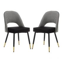 Wahson Office Chairs - Set di 2 Sedie da Pranzo in velluto Sedie da Cucina Moderne con Gambe in Metallo per Soggiorno, Nero