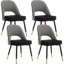 Set di 4 Sedie da Pranzo in velluto Sedie da Cucina Moderne con Gambe in Metallo per Soggiorno, Nero