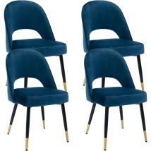 Wahson Office Chairs - Set di 4 Sedie da Pranzo in velluto Sedie da Cucina Moderne con Gambe in Metallo per Soggiorno, Blu
