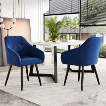 Sedie da pranzo, poltrona, sedia esci regolabile, velluto, blu, 2pz