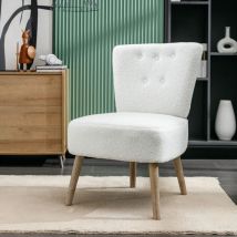 Hauss Spole - Sedie imbottita, adatta per soggiorno/camera da letto/casa, gambe in legno, tessuto teddy, bianco