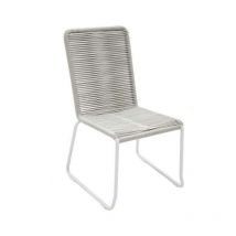 Set di 4 sedie Fashion Commerce in ferro bianco con seduta in corda grigio - Bicolore