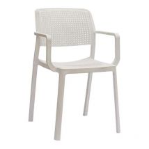 Fashion Commerce - Set di 2 sedie in polipropilene bianco con braccioli - Bianco