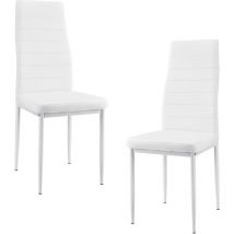 Set di 2 Sedie da Sala Pranzo Rivestimento in Similpelle Bianco [en.casa]