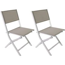 Mobili Rebecca - Sedie Pieghevoli Rebecca Mobili Ilomba 84x48x57 Alluminio Poliestere Bianco Beige Moderno set 2 pezz