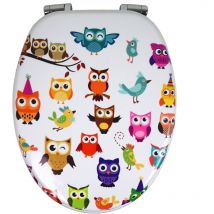 Sedile copri wc universale frizionato fantasia mdf chiusura rallentata fantasia color owl - confezione 1