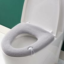 Sedile wc da bagno con manico, morbido, spesso, elasticizzato, lavabile, adatto a tutti i sedili wc ovali a 3 pezzi (grigio argento con manico)