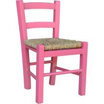 Sediolina baby in Legno Seduta paglia Sedia piccola per Bambino rosa
