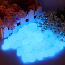 Seenlin - Lot de 200 pierres lumineuses bleues - 200 pièces - Pierres décoratives pour le jardin, les routes, la décoration en plein air, les