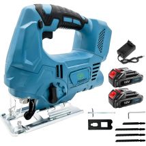 Sega segheria, tagliatrice elettrica sigillata a batteria a 4 velocità a 45° pendolo, adatta per legno e metallo, dotata di 2x batteria e