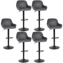 Haloyo - Set di 6 Sgabelli da Bar, Seggiolone, Girevole a 360°, Regolabile in Altezza, con Schienale e Poggiapiedi, Velluto, Grigio Scuro