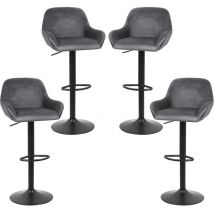 Haloyo - Set di 4 Sgabelli da Bar, Seggiolone, Girevole a 360°, Regolabile in Altezza, con Schienale e Poggiapiedi, Velluto, Grigio Scuro