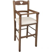 Seggiolone in legno noce chiaro con seduta imbottita in similpelle beige/crema
