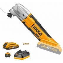 Ingco - Seghetto Multifunzione a Batterie 20V Smerigliatrice inclusi Batteria e Caricabatteria