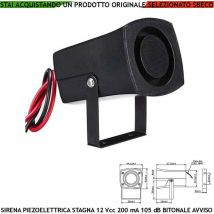 Securvera - Segnalazione Allarme Sirena Piezoelettrica Stagna 12 Vcc Assorbimento 200 mA Pressione Acustica 105 dB a 1 Metro Frequenza 1500/4000 Hz