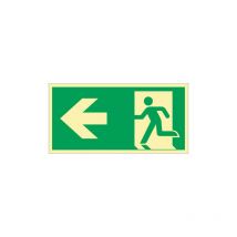 Segnale di fuga din en iso 7010 L297xW148mm via di fuga sinistra ku.