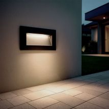 Segnapasso per Esterno led 4W Incasso Parete Rettangolare Nero Elin Bianco Caldo 2700K