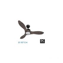 Fabrilamp - Segre dc Ventilateur 24w Noir 3 pales Chêne 107d 2424lm 3000k,4000k,6500k Télécommande+minuterie+régulateur d'intensité+mémoire